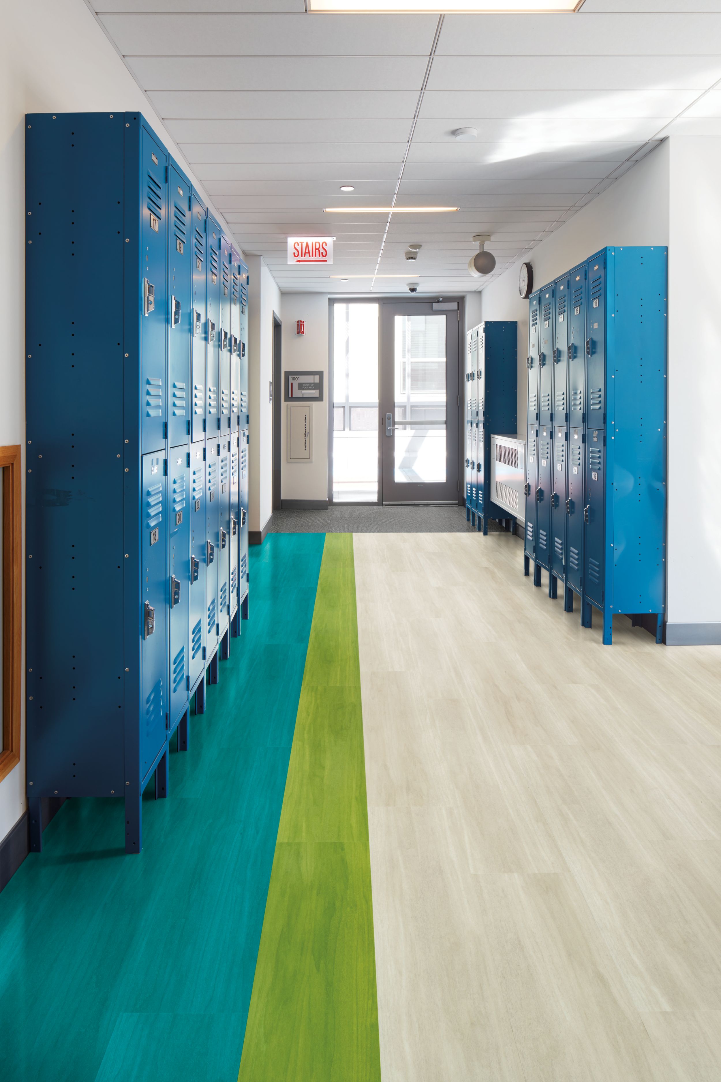 Interface Studio Set LVT and SR699 carpet tile in school hallway with lockers image number 2